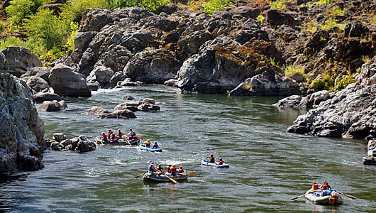 Rafts above Blossom Bar Rapid on the Rogue River Rafts above Blossom Bar Rapid on the Rogue River