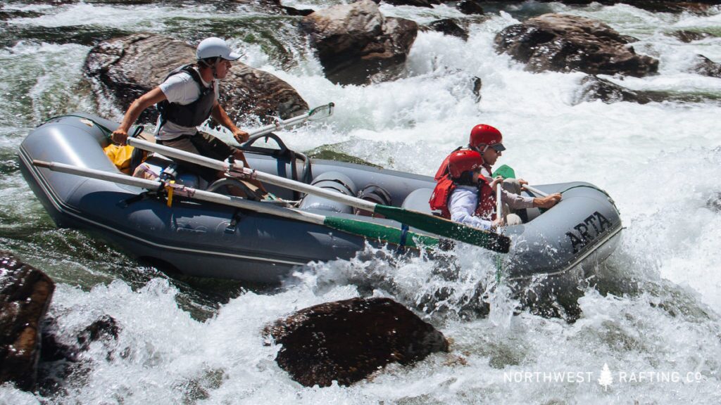 Shipping the right oar in the entrance of Clavey Falls on the Tuolumne River