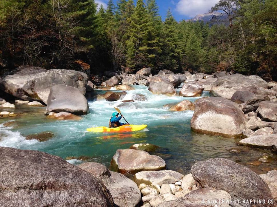 Fun rapids above the first Class V+ canyon