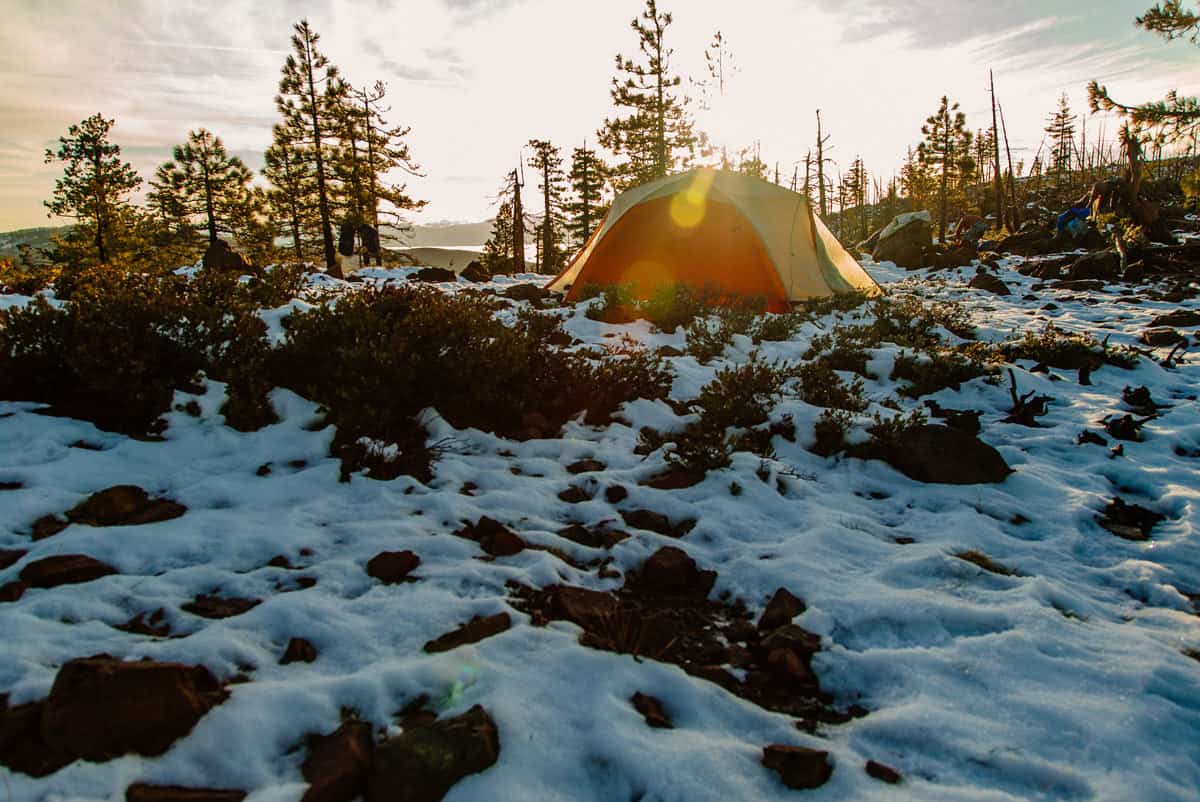 Camping on the ridge that separates Baldface Creek an Rough and Ready Creek