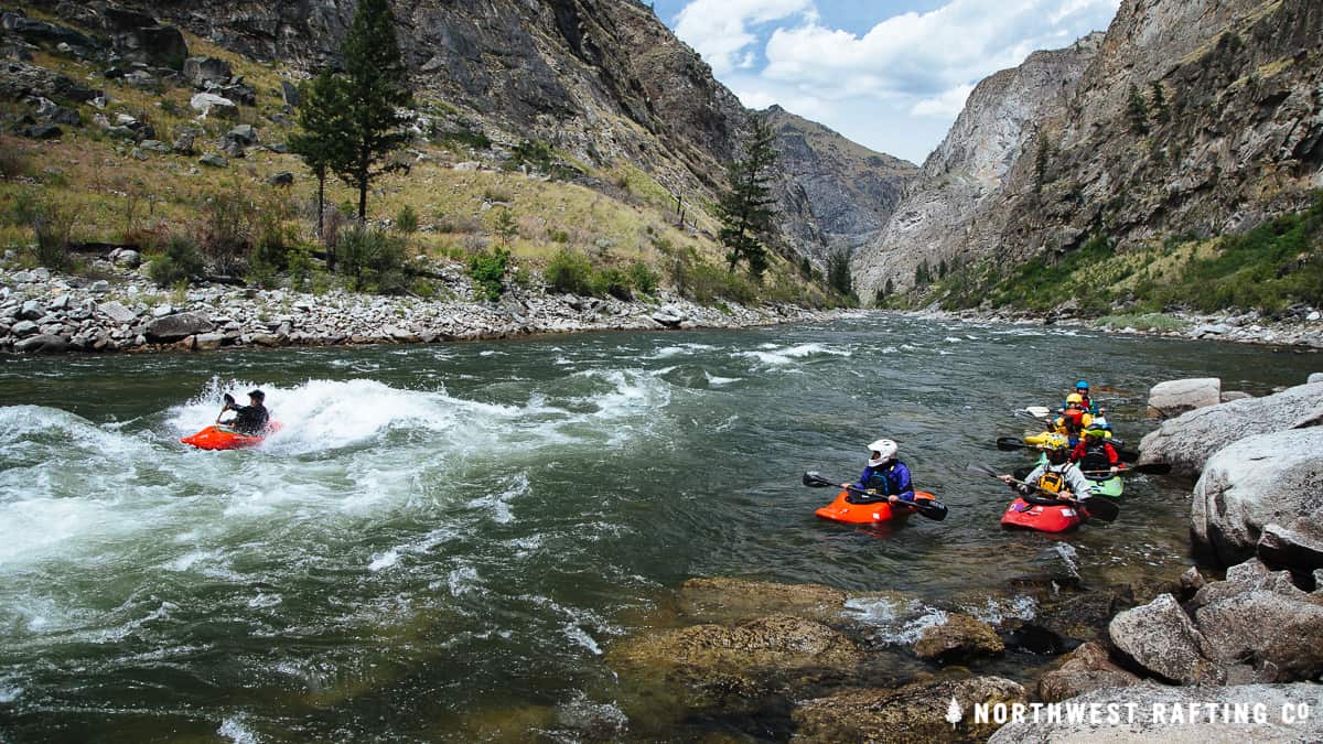 Kayak surfing on the Middle Fork of the Salmon River