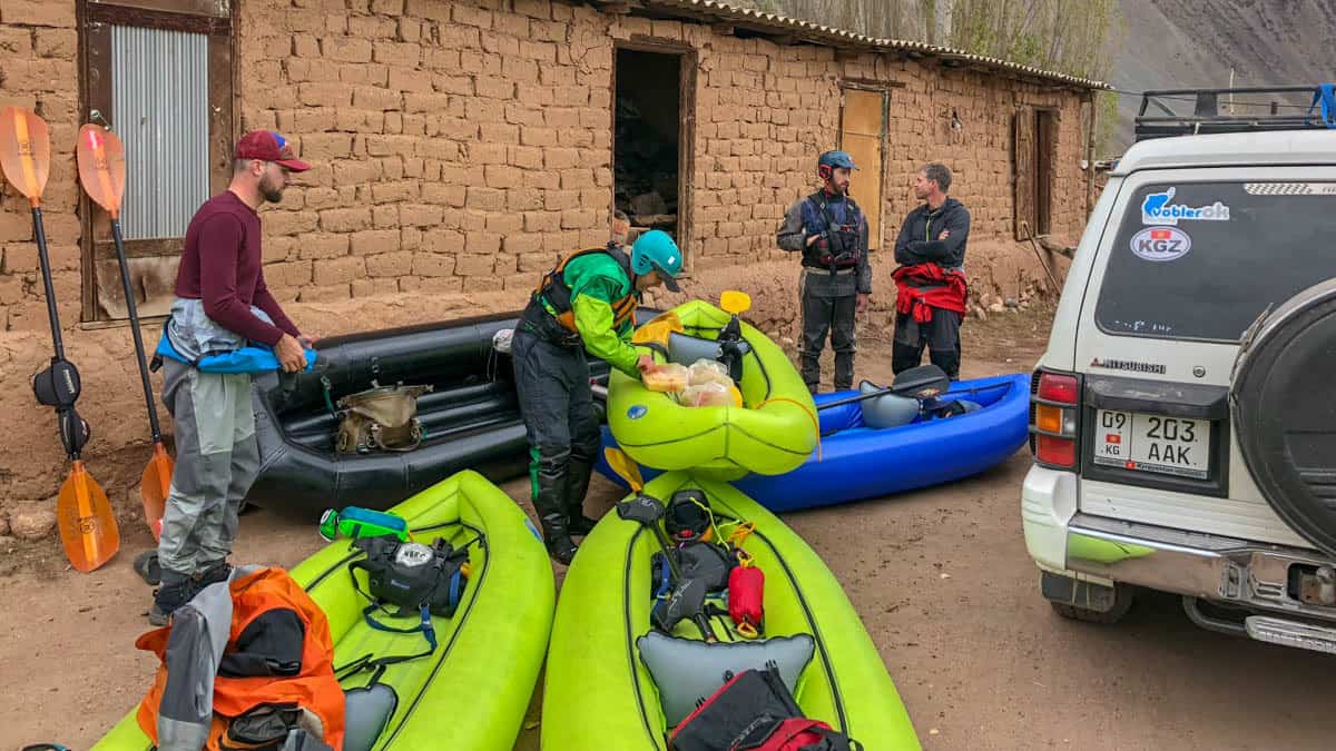Getting ready at our base camp in Ayni, Kyrgyzstan