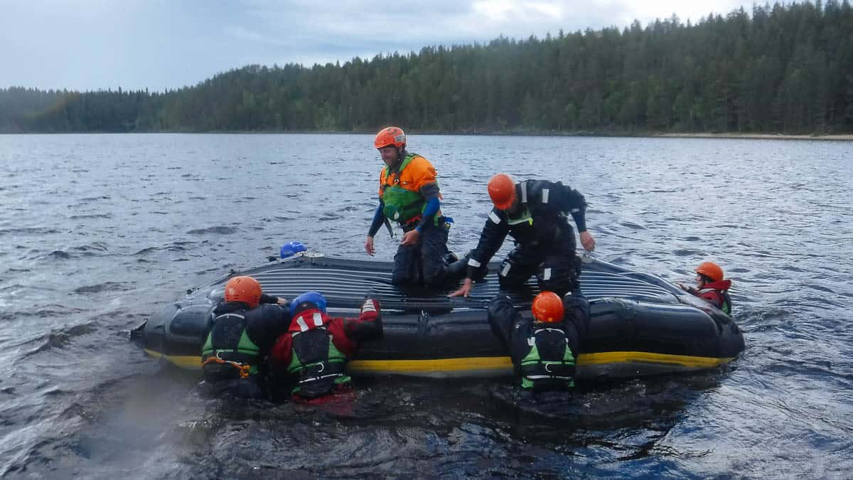 Raft flip practice