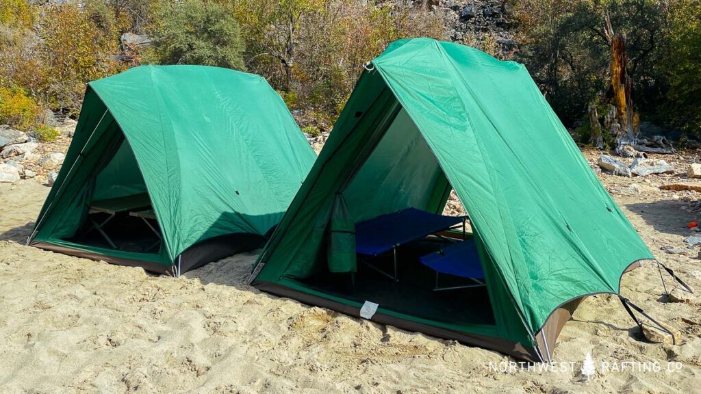 Our Deluxe Camping Package includes 2 cots and a larger tent