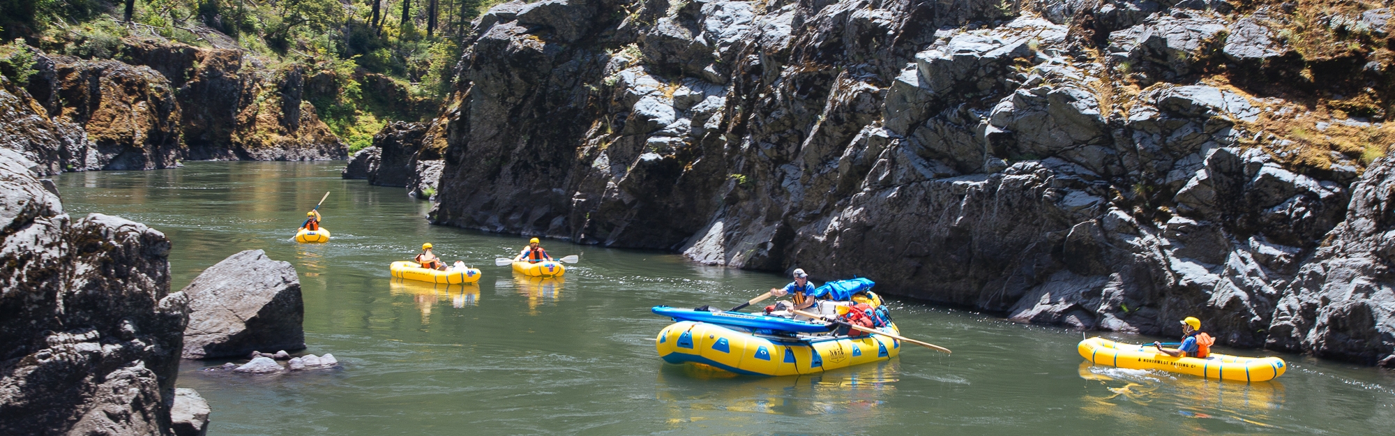 Rafts and Kayaks on the Rogue River
