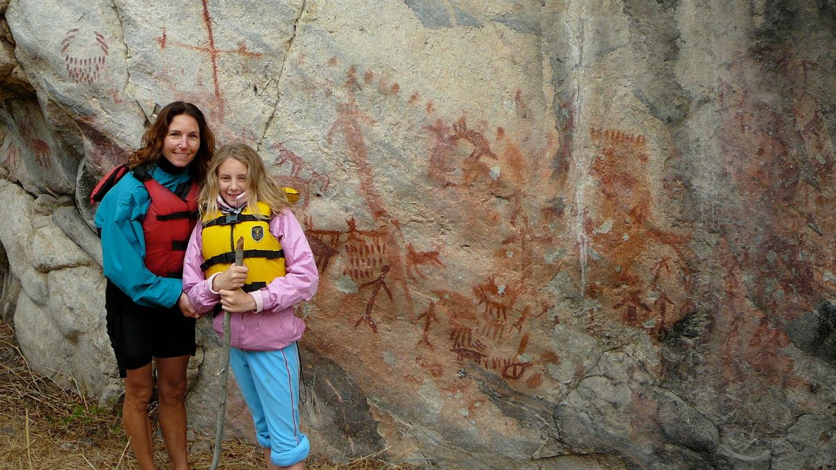 Pictographs on the canyon wall of the Middle Fork of the Salmon River
