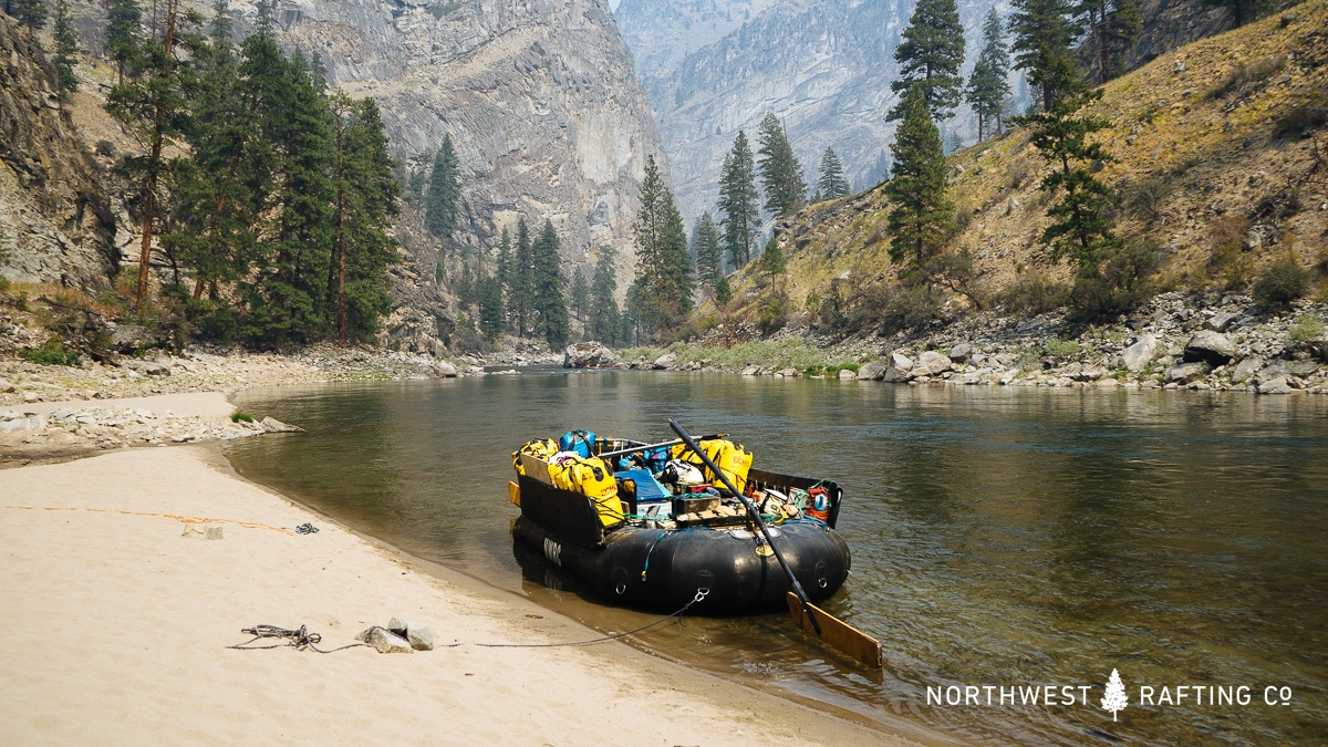 Our sweep boat at Elk Bar on the Middle Fork of the Salmon River