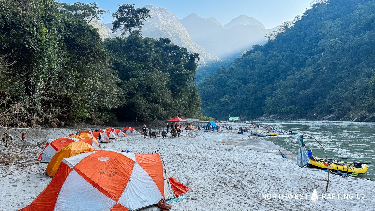 Red Rocks Camp on the second night of our Puna Tseng Chhu multi-day rafting trip