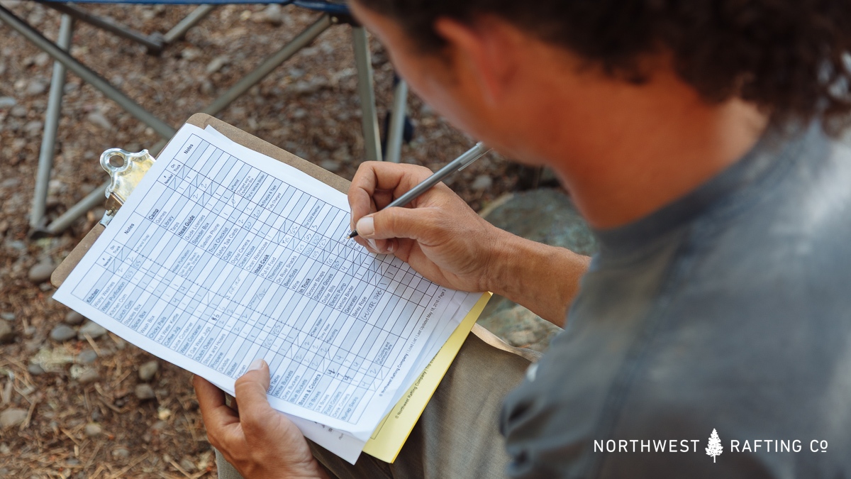 Following a checklist for packing a multi-day rafting trip