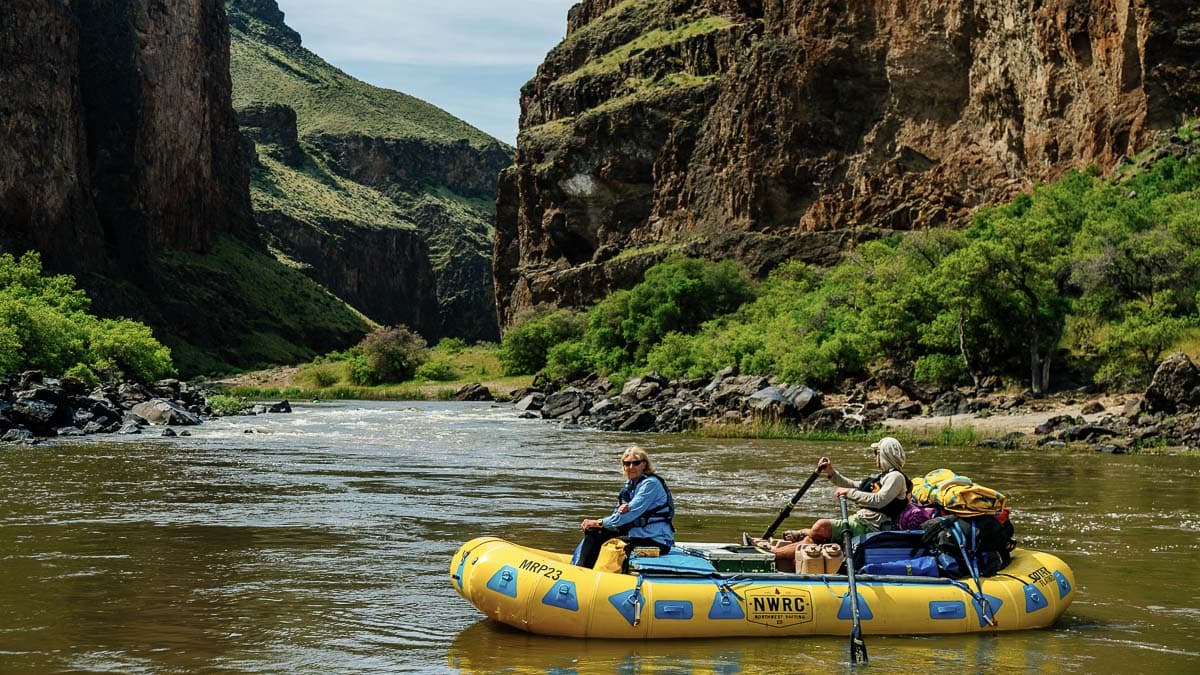 Enjoying Owyhee River Scenery from and Oar Raft
