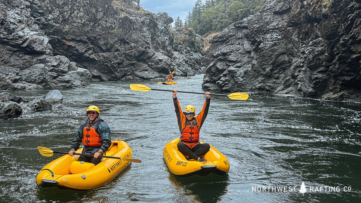 Inflatable Kayaks enjoying Mule Creek Canyon on the Rogue River