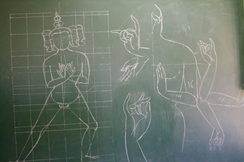 Drawings at the handicraft school in Thimphu Drawings at the handicraft school in Thimphu
