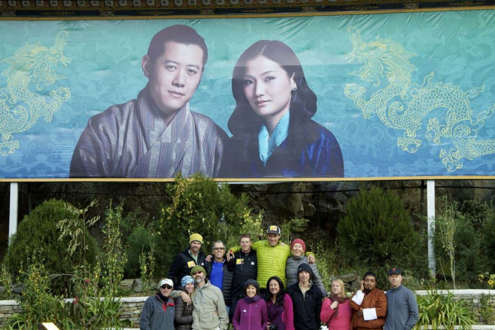 Our group photo with the King and Queen of Bhutan