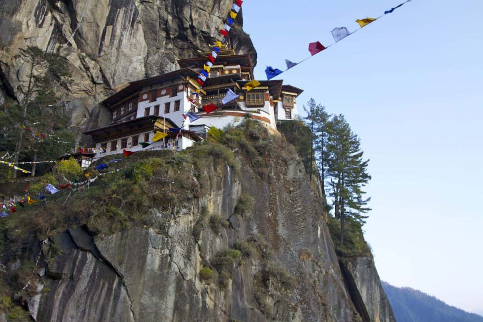 Taktshang Monastery (also known as Tiger's Nest) is perched 3,000 feet above the valley floor Taktshang Monastery (also known as Tiger's Nest) is perched 3,000 feet above the valley floor