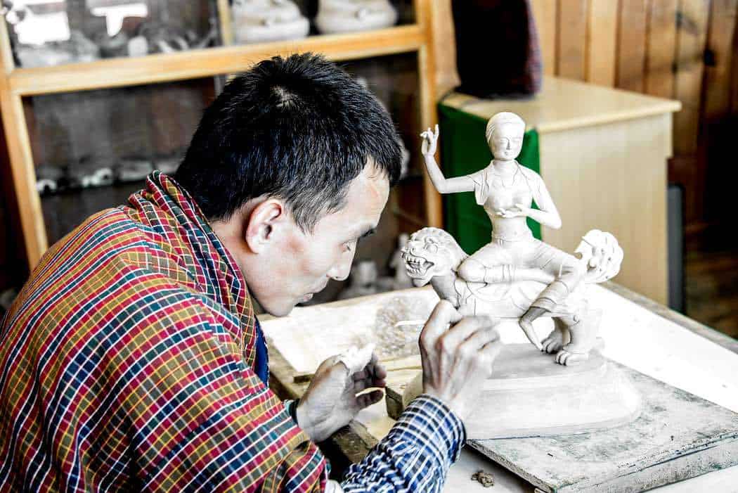 Sculpture student at the Bhutan Art School in Thimphu