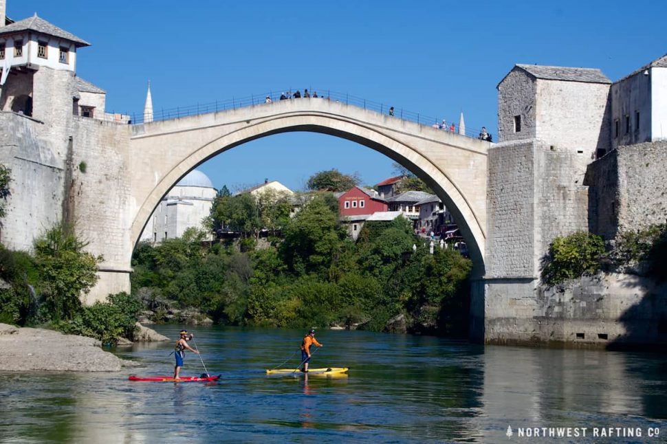 Stand Up Paddlebording below the Stari Most on the Neretva River