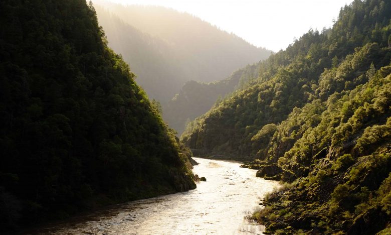 Looking down the Rogue River at Grave Creek