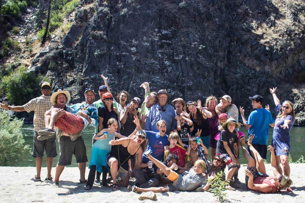 Group photo at Cache Bar on the Salmon River