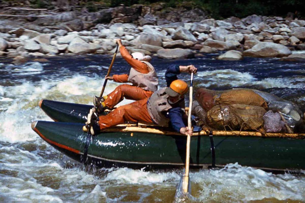 A 4-person Cataraft with Wooden Frame on the Akishma River