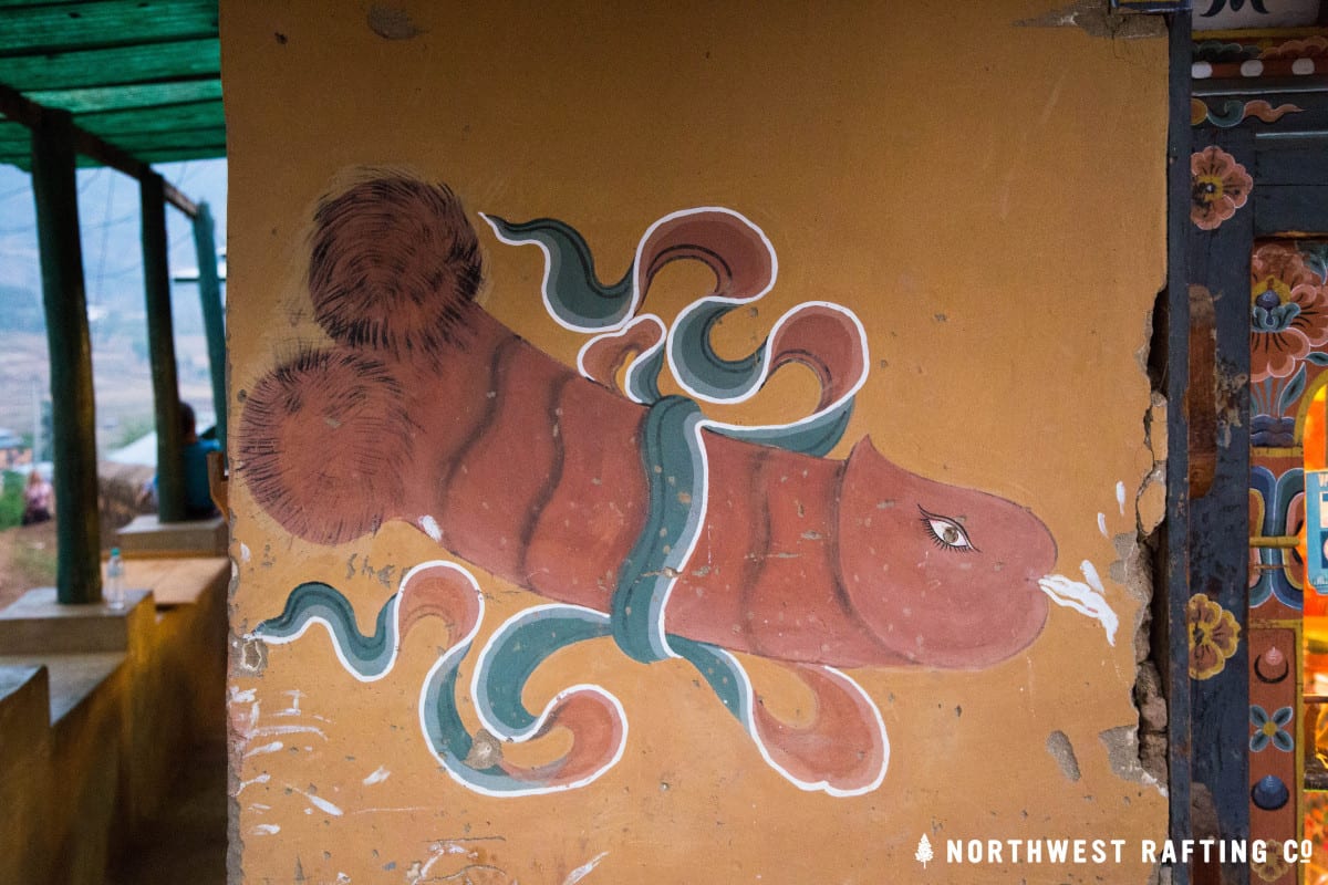Phallus painting on a building in Bhutan