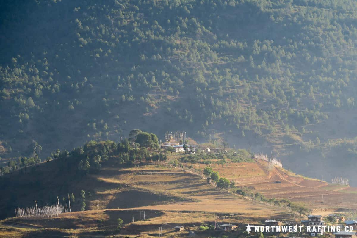 Chimi Lhakang is perched on a hill in the Punakha Valley