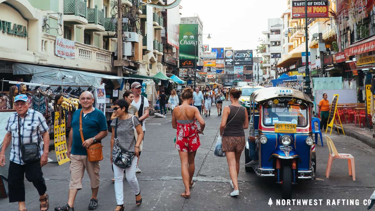 Khao San Road is a vibrant part of Bangkok full of budget tourists