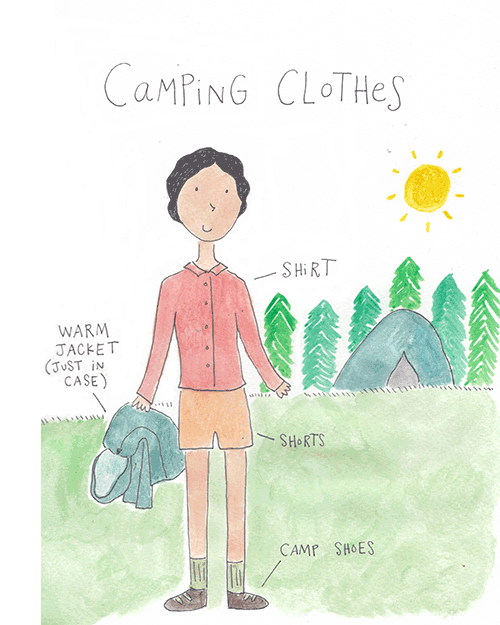 Clothing for camping on a river rafting trip