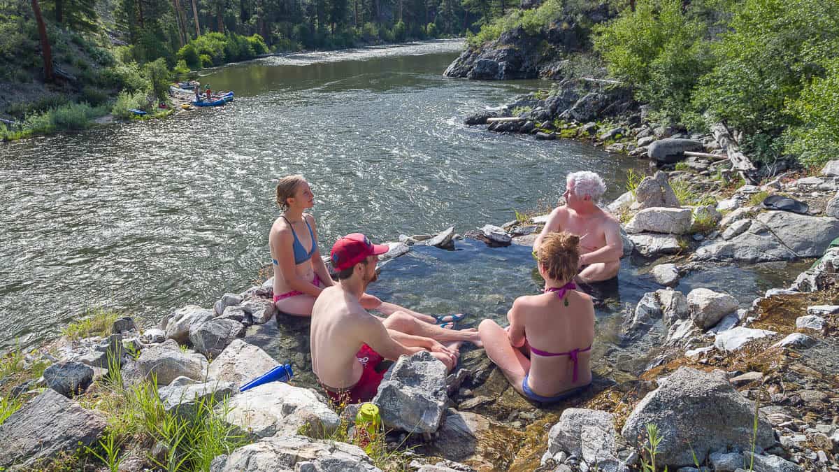 Enjoying Sheepeater Hot Springs on the Middle Fork of the Salmon River