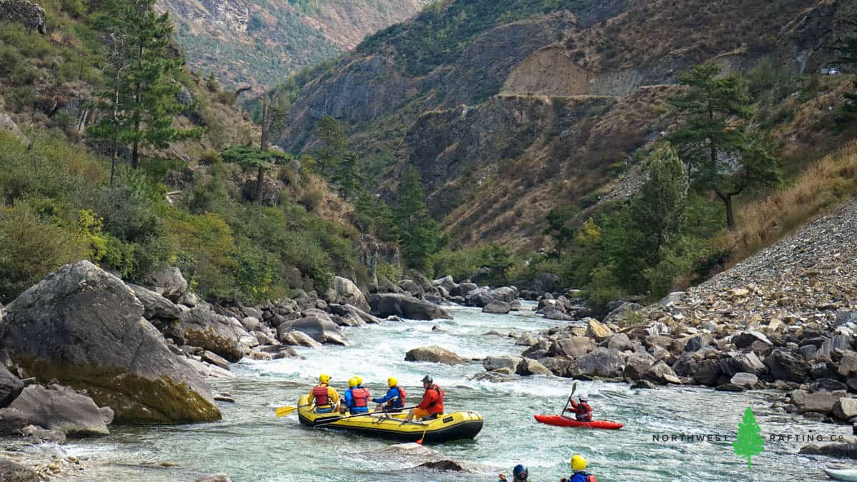 Kayaking and rafting on the Paro Chhu in Bhutan