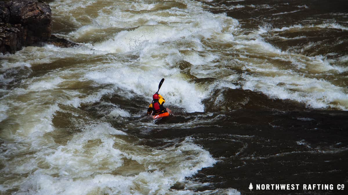 Kayaking Pistol Creek Rapid at 6.5 feet
