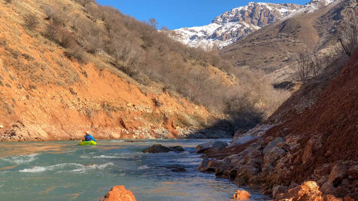 Paddling the Pskem River in Uzbekistan