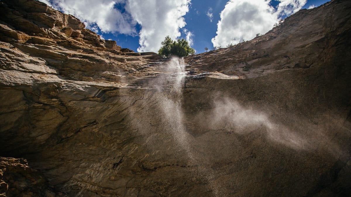 Looking up at Veil Falls