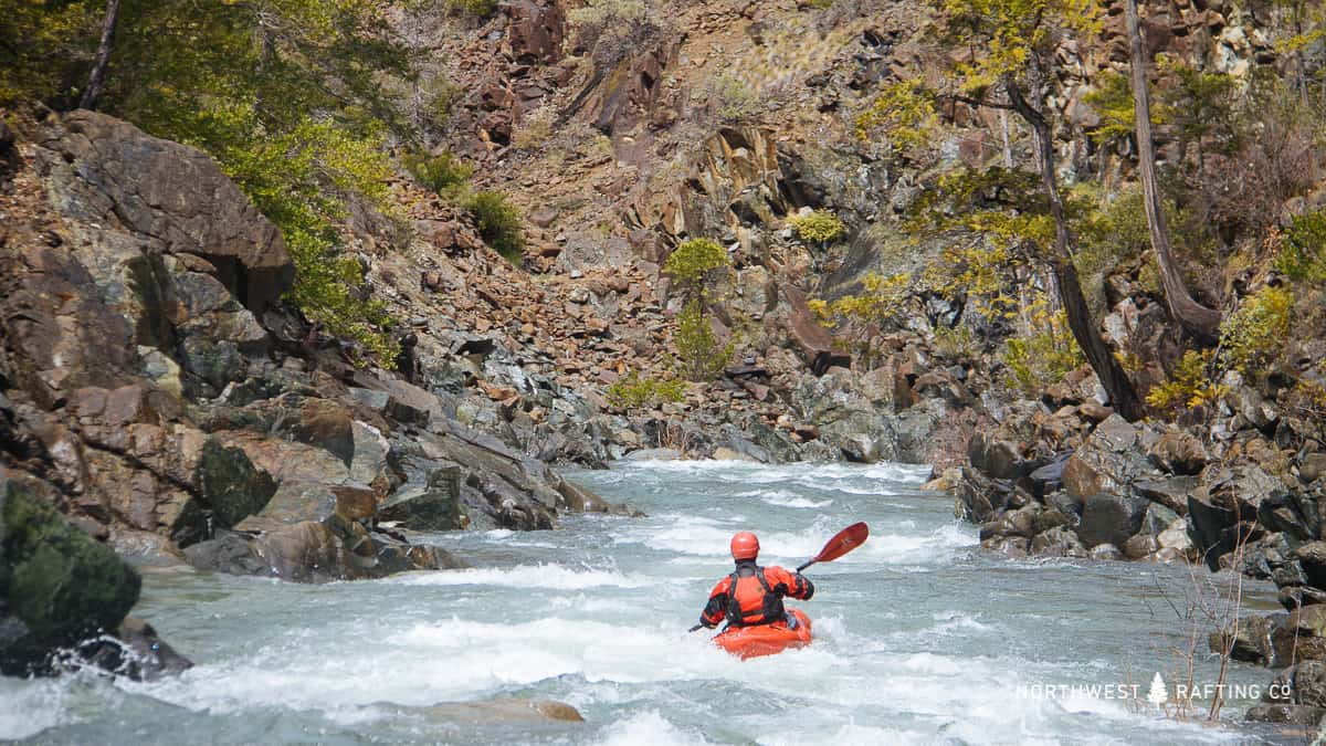 Kayaking through serpentine geology on Josephine Creek