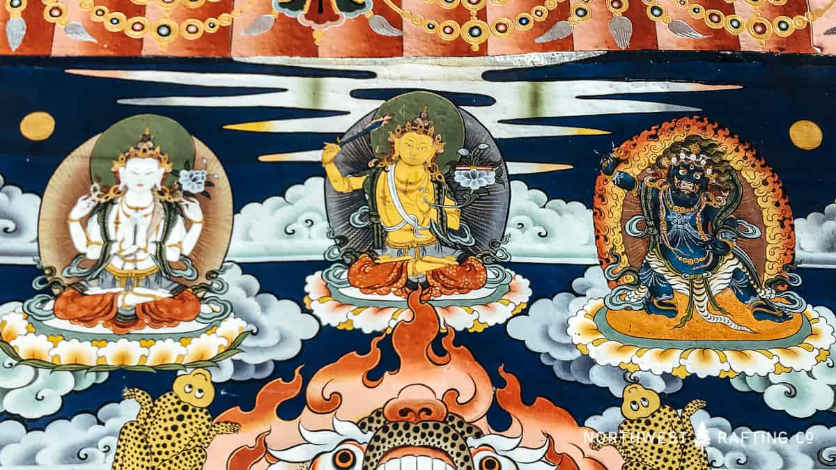 The bodhisattvas of compassion, wisdom, and power
