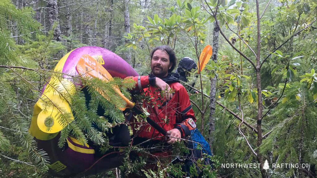 Brodie blissfully bushwhacking into the Smith River headwaters