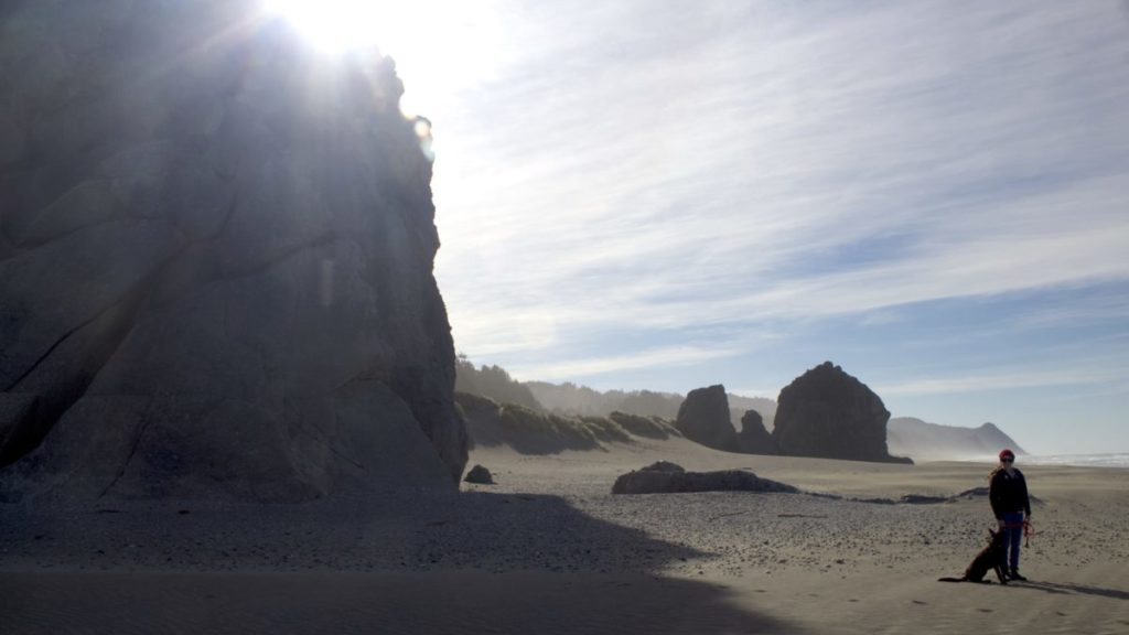 On the Beach with "Kissing Rock" on the Left