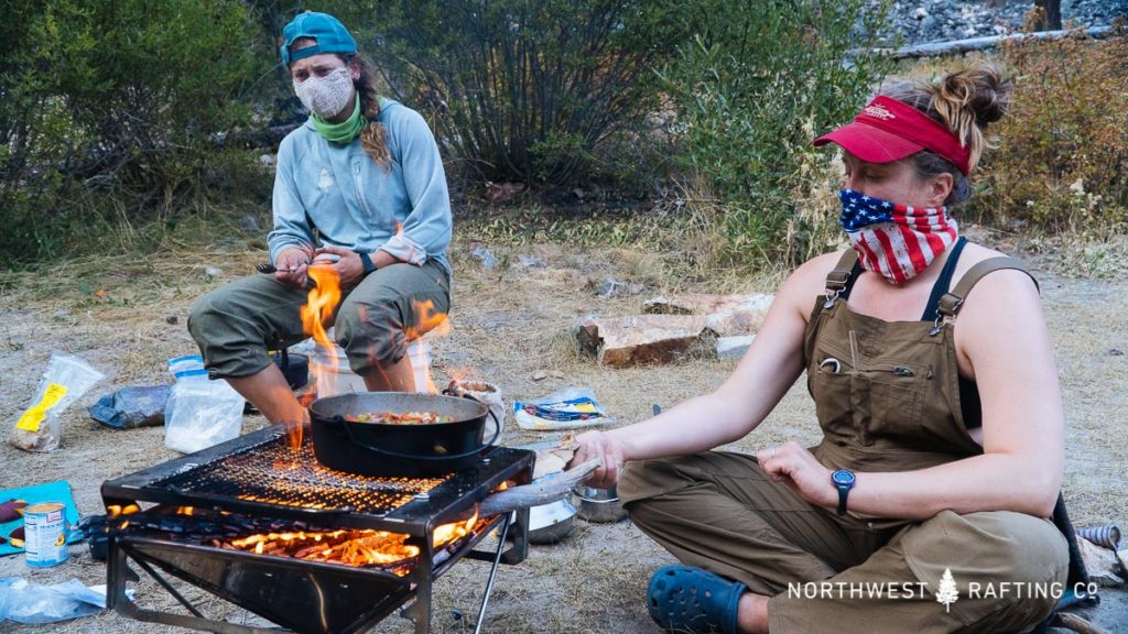 Making dinner during our Middle Fork of the Salmon duckie trip during the pandemic at Northwest Rafting