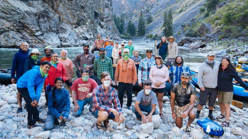 Group photo during the pandemic at Northwest Rafting