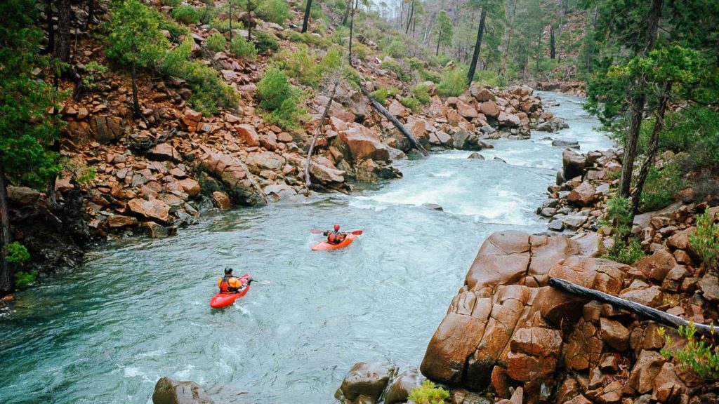 Kayaking through the serpentine geology of Rough and Ready Creek