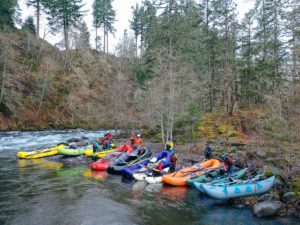 Oar rafts on the Hood River