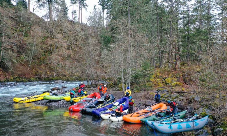 Oar rafts on the Hood River