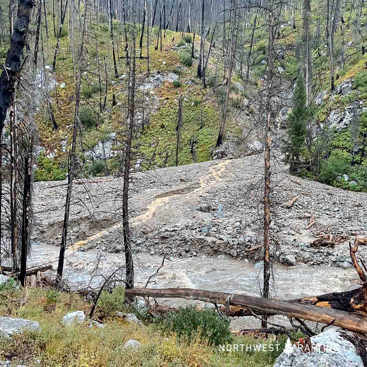 Landslide at entrance of Hells Half Mile