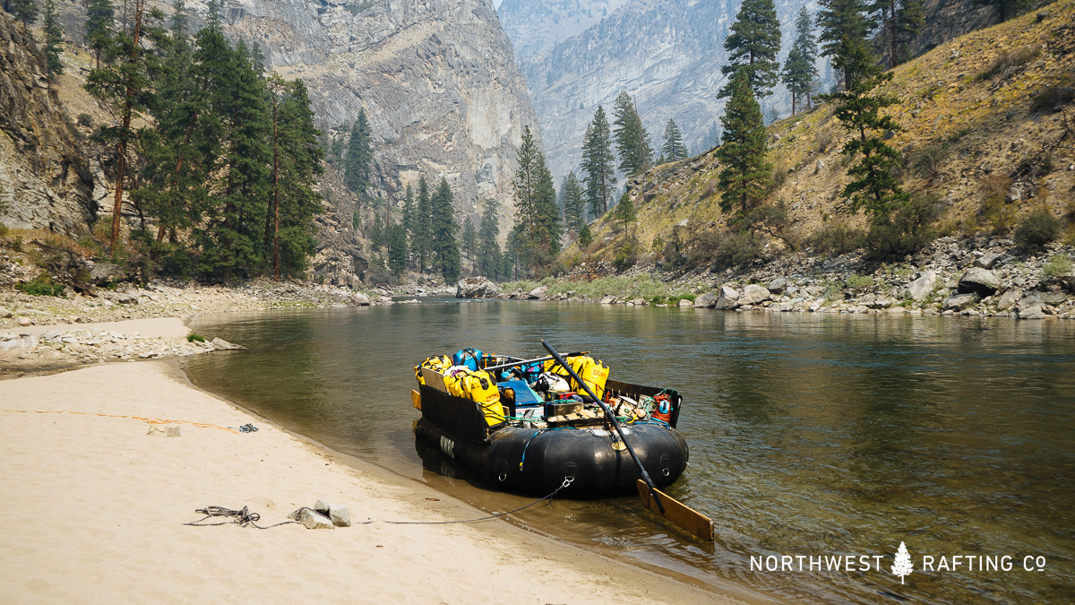Our sweep boat at Elk Bar on the Middle Fork of the Salmon River