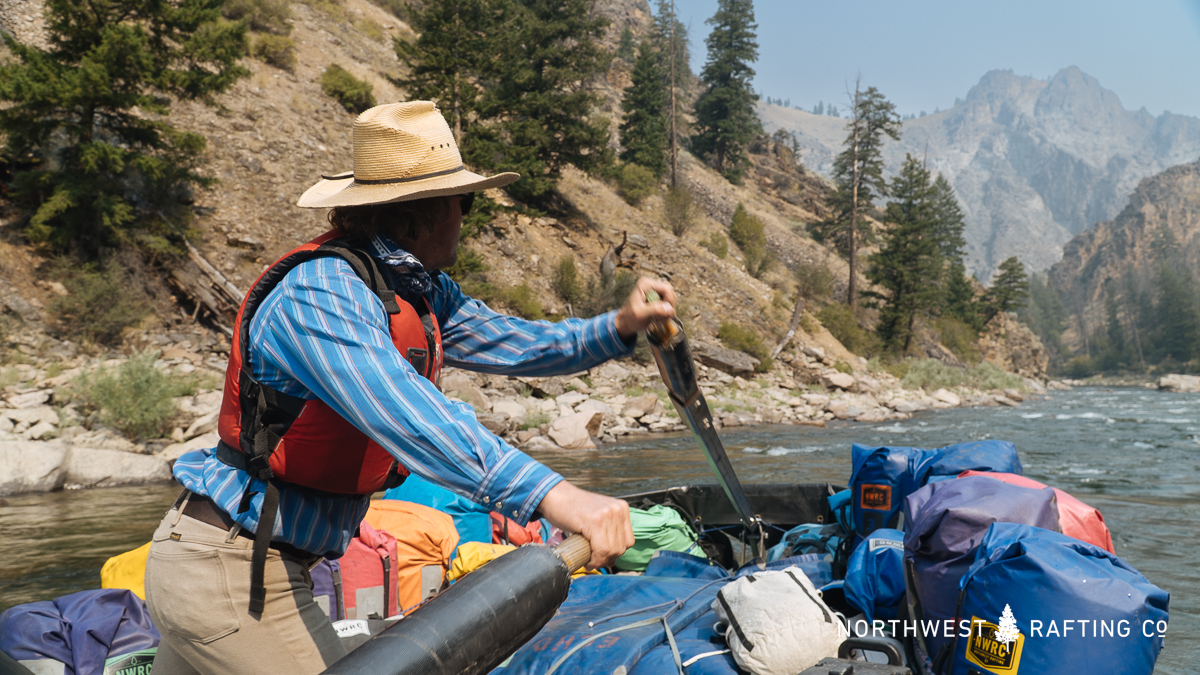 Super Kevin "driving" our 27 year old sweep boat Toby